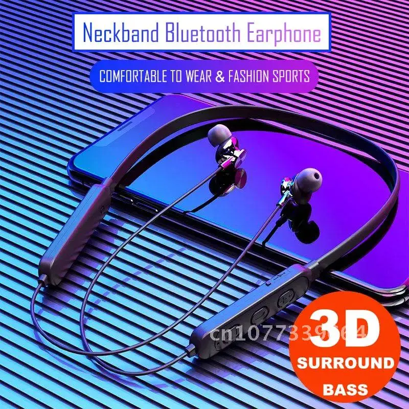 

Wireless Neckband Bluetooth Headphones Stereo Headset with Mic for all mobile phones Universal Sports Earbuds Bluetooth Earphone