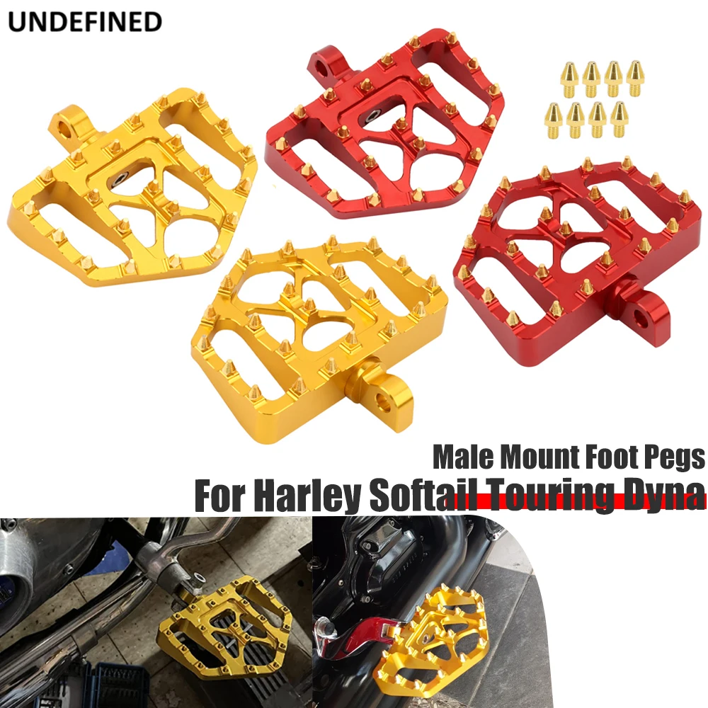 

Motorcycle MX Foot Pegs Bobber Golden Wide Fat Floorboards Footrests Pedals For Harley Sportster XL 1200 883 Dyna FXDF Softail