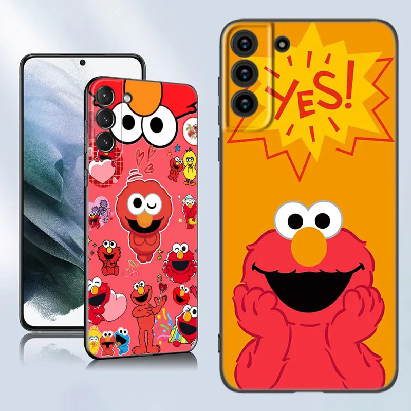 Cartoon Cookie Monster Black Silicone Phone Case For Samsung Galaxy S23 S21 S20 FE S24 S22 Ultra S10E S10 S9 S8 Plus