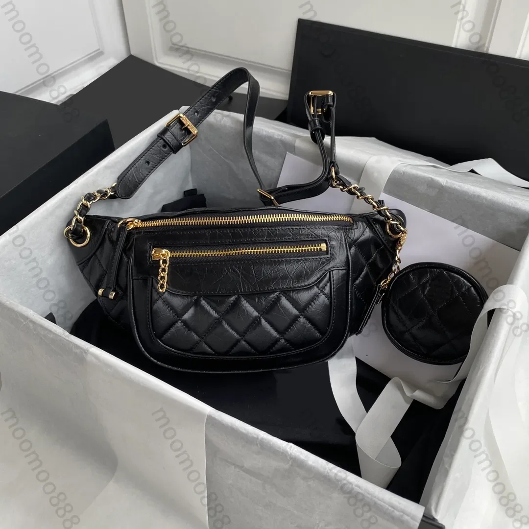

12A All-New Mirror Quality Designer Waist Bag Womens Genuine Leather Calfskin Quilted Bags With Coin Purse Luxurys Handbags Blac