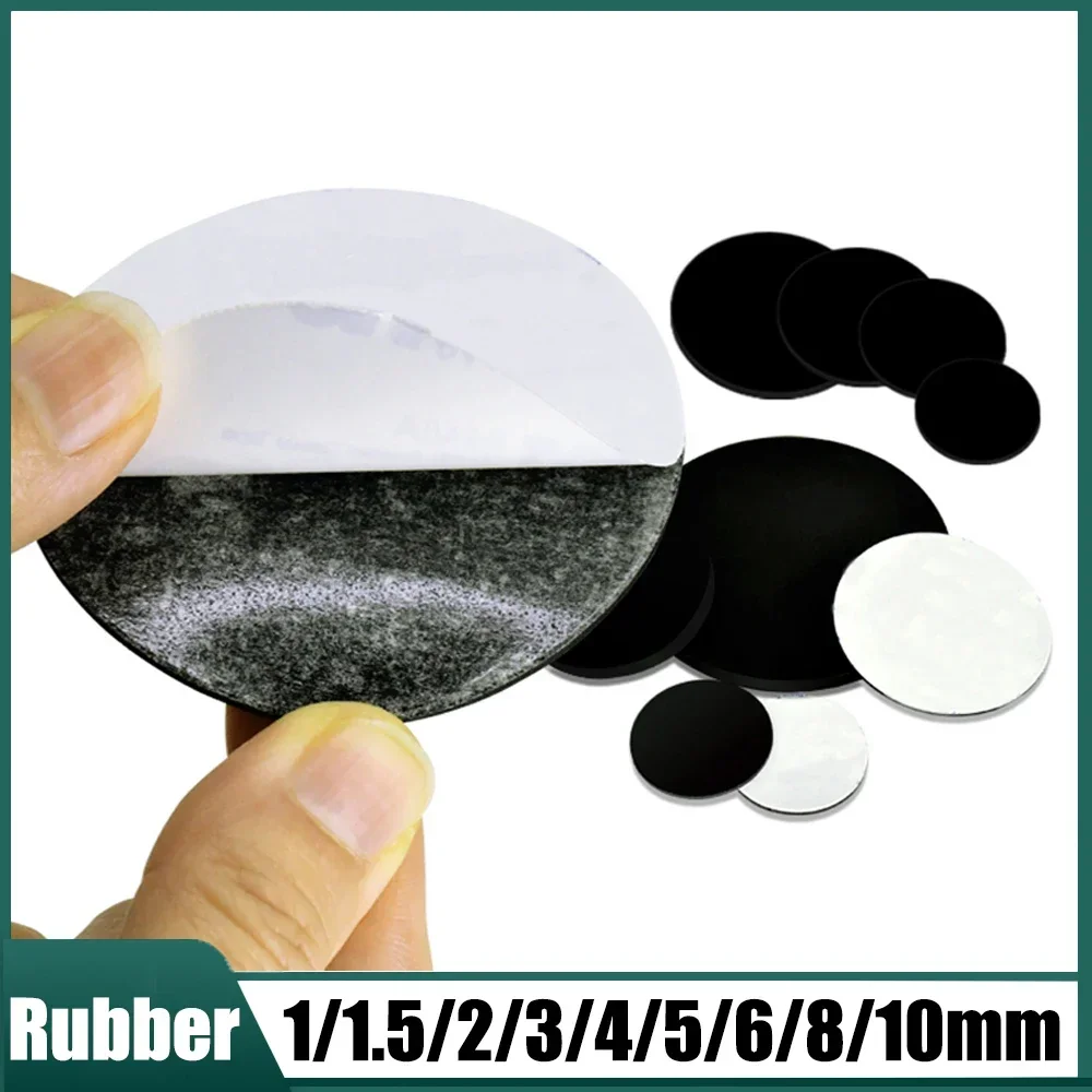 

10Pcs Self-Adhesive Rubber Solid Disc Diameter 5mm-100mm Round Seal Gaskets 1mm-10mm