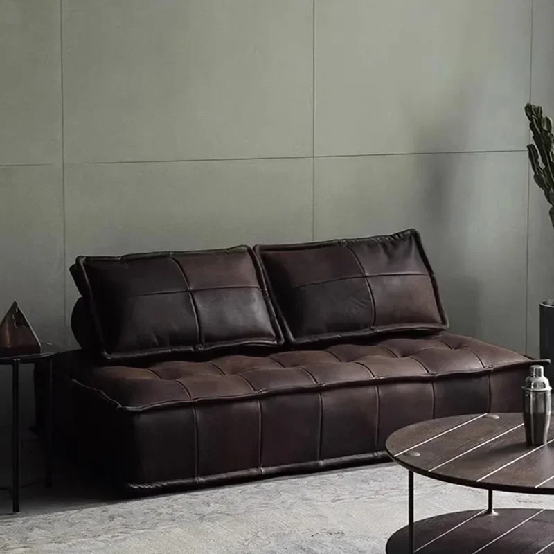 Square Sectional Sofa Fancy Leather Brown Small Designer Luxury Nordic Sofa Lazzy Puffs Modular Salon Meuble Home Furniture