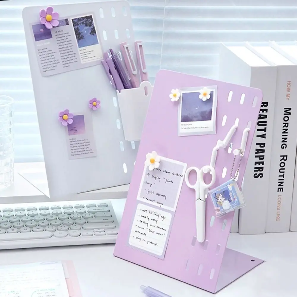 

Металлическая настольная доска для сообщений с перфорированной панелью, вертикальная магнитная доска-дисплей, DIY-дизайн, для хранения значков и заметок, настольная подставка-органайзер