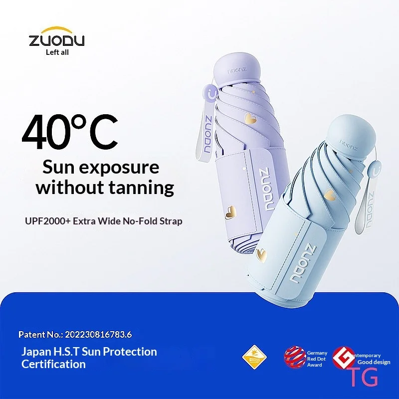 Leftdu Sun Umbrella UV Protection Rain & Sun Dual Use Mini 5-Fold Pocket Portable