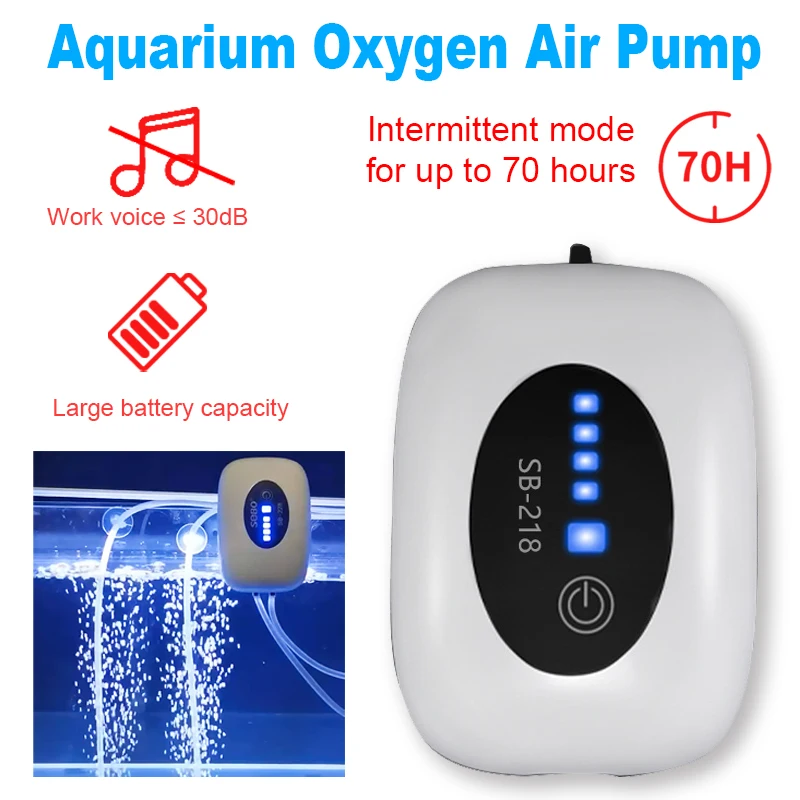 Aquarium Oxygen Air Pump Compressor Fish Tank USB Charging Mini Portable Ultra Silent Fishing Oxygenator Aquarium Accessories