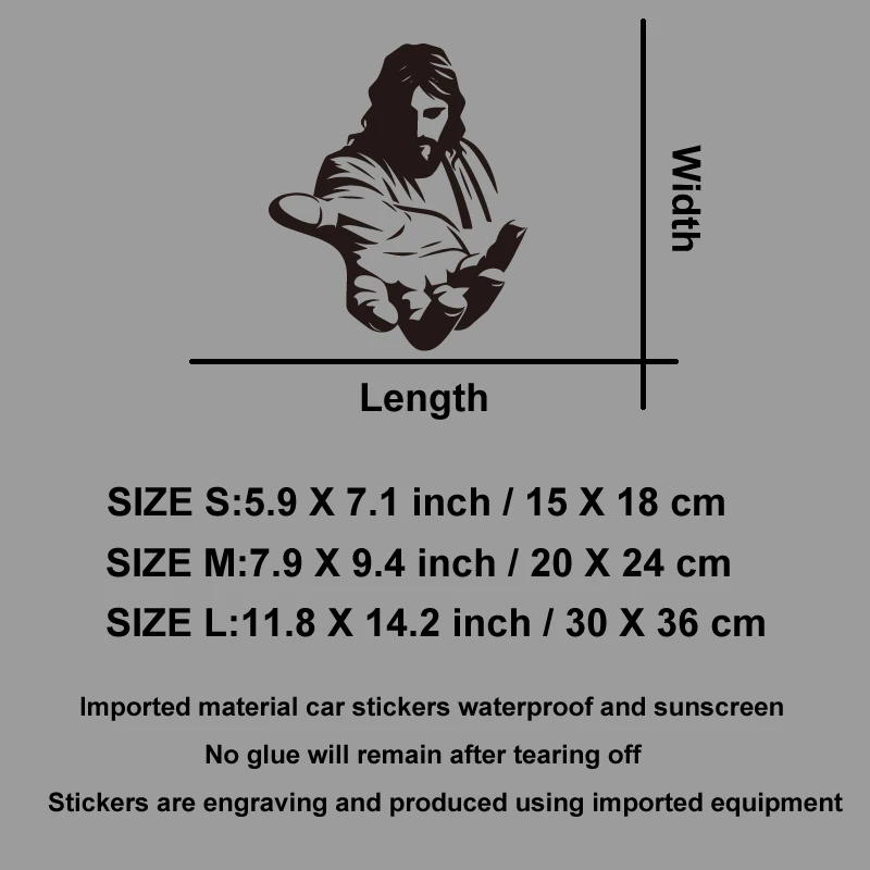 Faithful Open Arms Silhouette Auto Window Decals, Removable Vinyl Stickers for Car/Motorcycle Exterior, Sun Resistant Waterproof 2