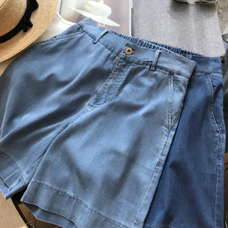 Frauen dünne Denim-Shorts Sommer 2025, hohe Taille, locker, schick, weites Bein, dünne Jean, kurze Hosen, weiblich, alle Spiel, lässig, heiße Damen, Y2K