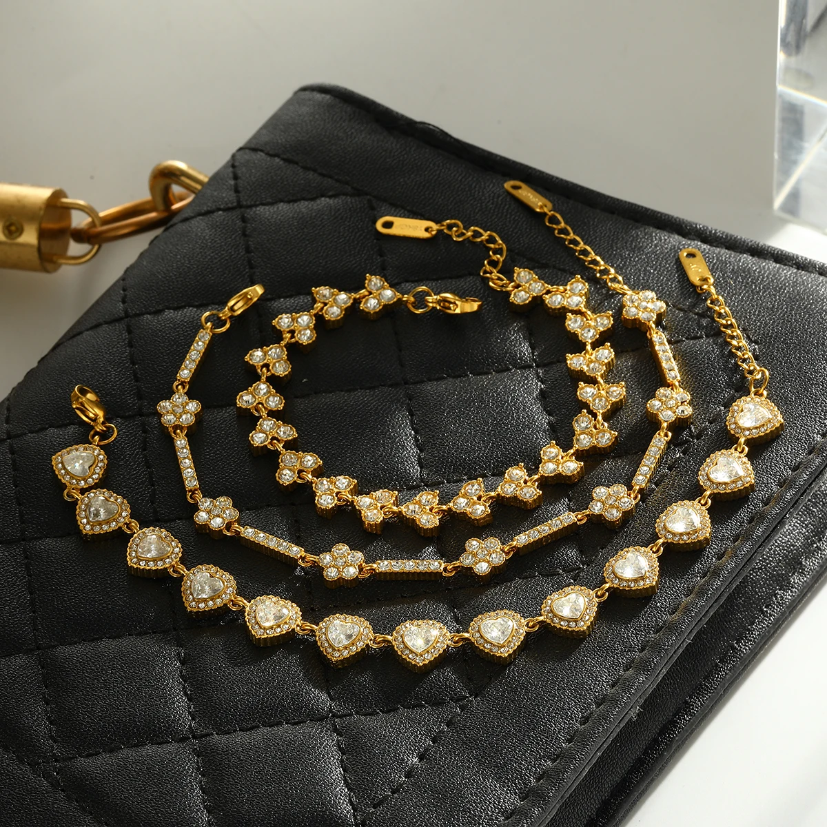 

Exquisite Sparkling Cubic Rhinestones Bracelets For Women's Stainless Steel Bracelet Non-fading Trend Hand Chain Fashion Jewelry