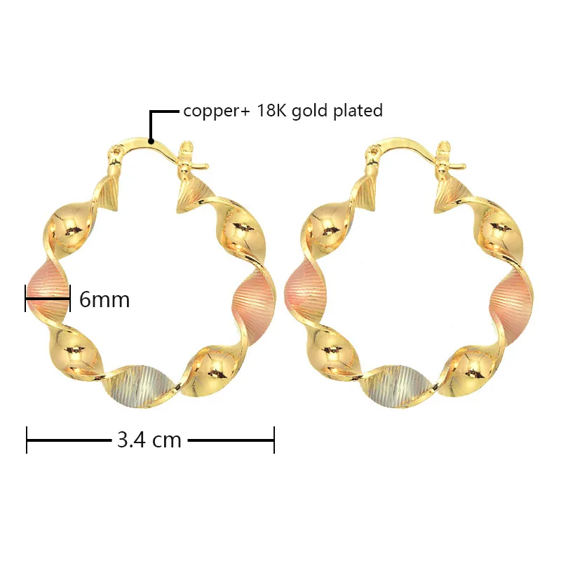 European American Gold Twisted Flower Vintage Dripping Oil Colorful Flower Hoop Earrings