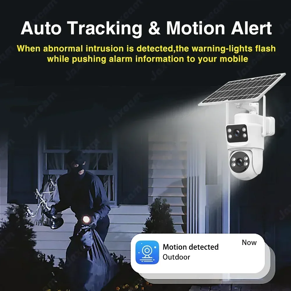 屋外ビデオ監視カメラ,デュアルレンズ,デュアルスクリーン,自動追跡,セキュリティ保護,ソーラーバッテリー,PTZ,wifi,4k,8mp