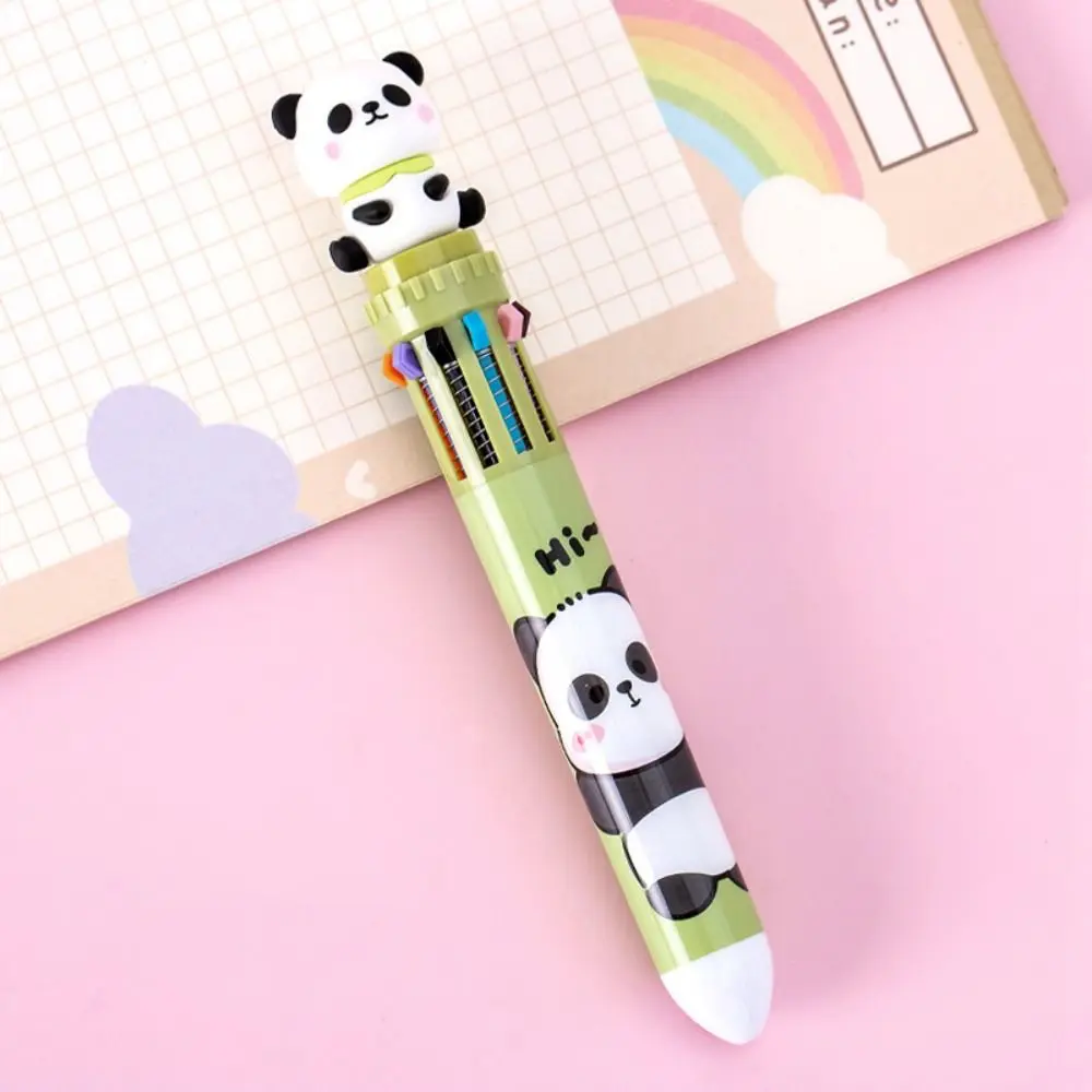 

0.5mm Cartoon Panda Ballpoint Pen Cute 10 In 1 Journal Pens Girl Heart Multifunction Colorful Ink Gel Pen Student