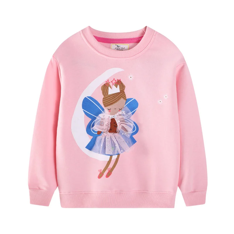 

Jumping Meters 2-7T Fairy Tale Girls Sweatshirts For Autumn Spring Long Sleeve Baby Clothing Toddler Hooded Kids Shirts