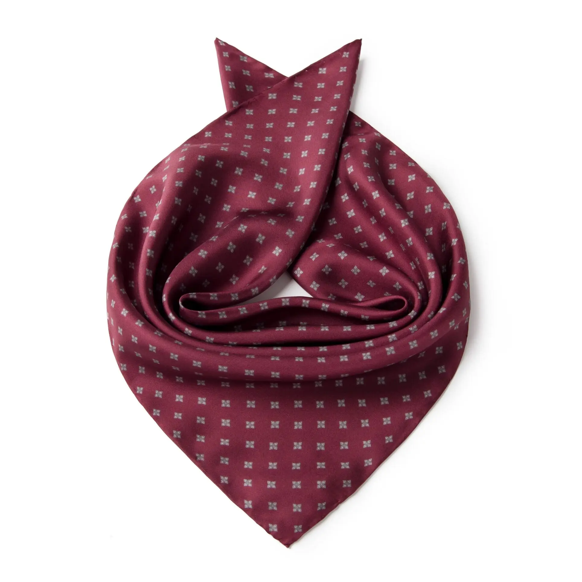 

Mature Men's Silk Scarf Buckle Set Ami Kaji Square Elegant Shirt Twill Burgundy Scarf