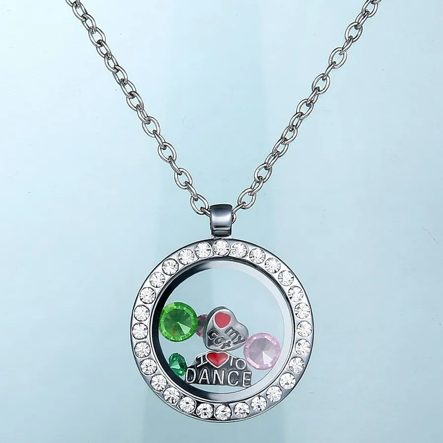 Free Shipping 25pcs/lot Sublimation Blank Round Necklace With Diamond For Custom Gifts