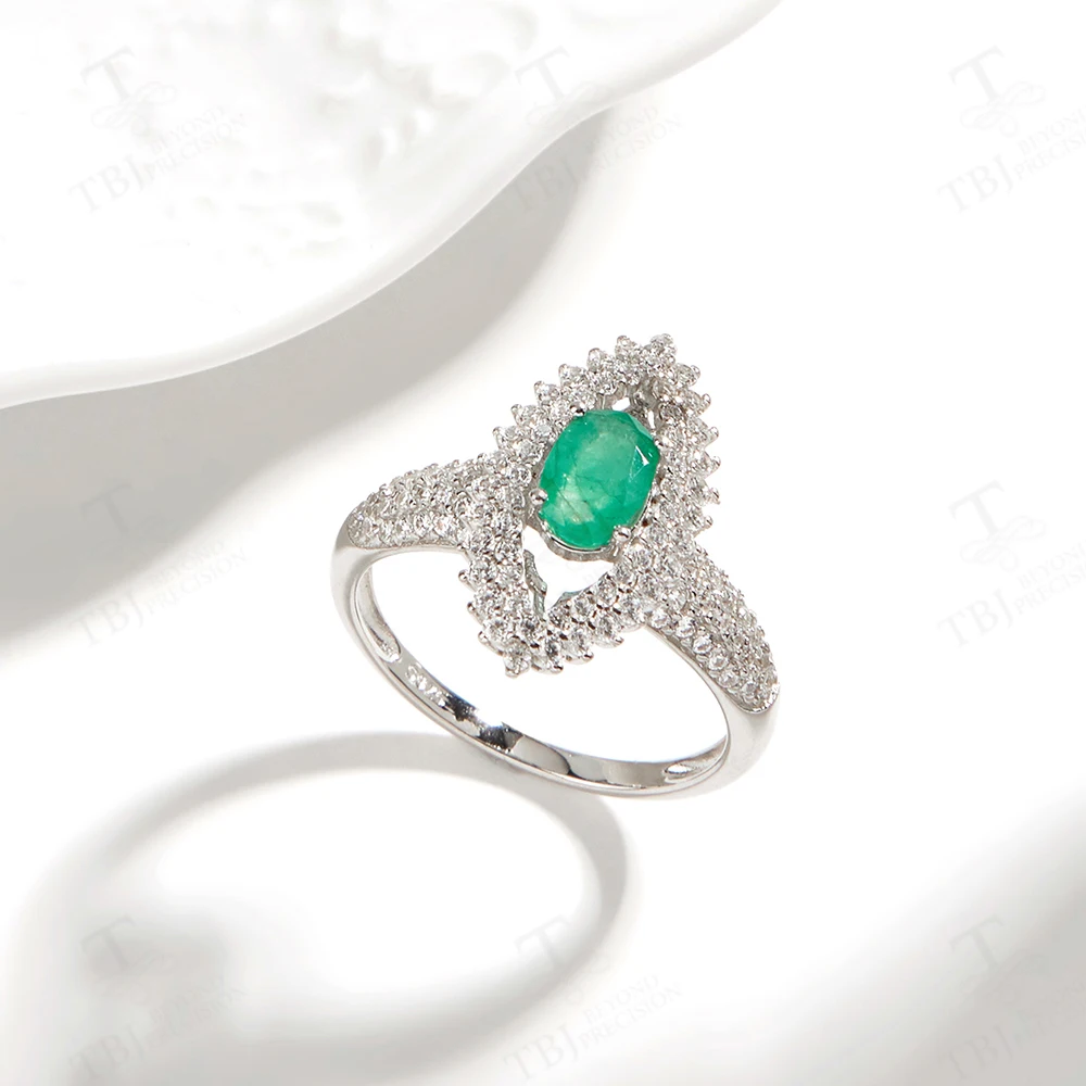 Trendy Stunning Ring for Women S925 Silver Natural Precious Emerald May Birthstone Luxury Jewelry Wedding Engagement Gift