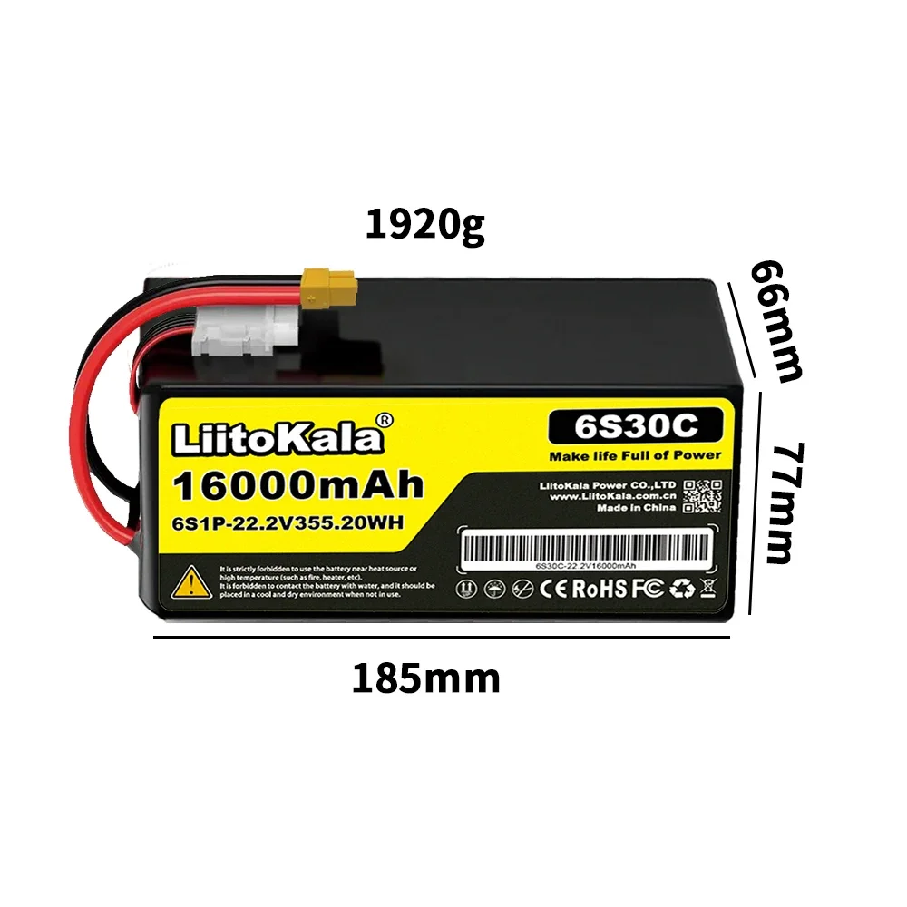 Liitokala Dron FPV para coche, helicóptero 22V 100C 80C 75C 60C 50C 30C 22AH 16AH 12AH 10AH 7800MAH 6000MAH 4200MAH