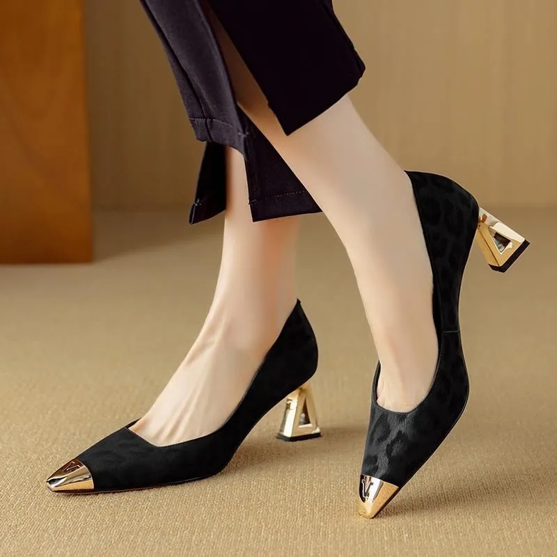 

Women High Heels Sandals Leopard Print Pointed Toe Sexy Dress Women's Shoes Designer Fashion Party Pumps Shallow Ladies' Shoes