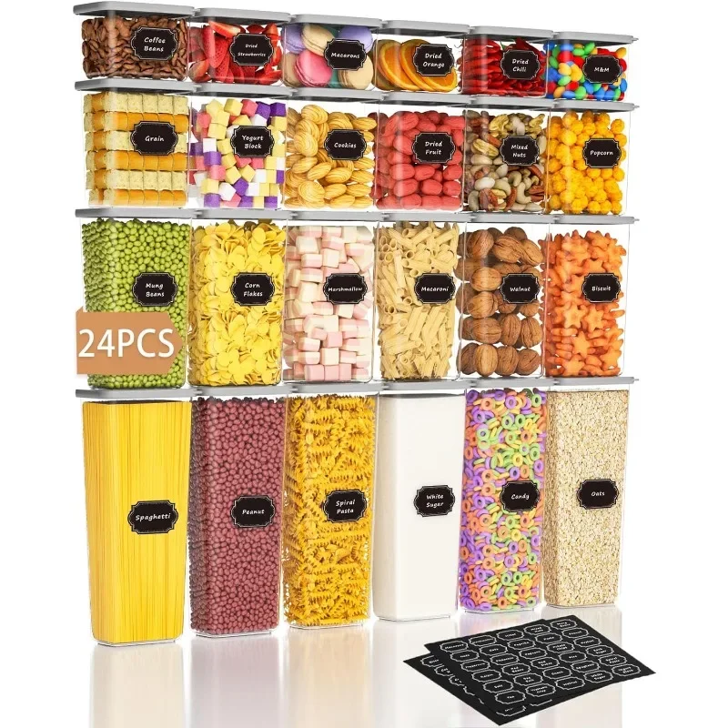 Airtight Food Storage Containers With Lids 24pcs Organization Canisters Kitchen Bpa Free Plastic Pantry Containers