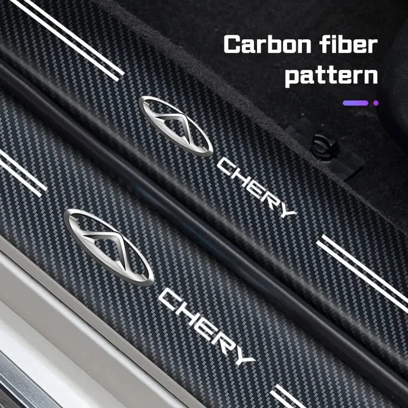 4Pcs Wear Resistant Anti-Step Car Door Sill Trim Sticker for Chery Tiggo 8 Pro Fulwin T9 Arrizo 5 Auto Anti-Scratch Accessories