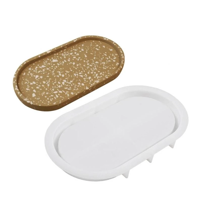 

652F Oval Plate Tray Silicone Mold Handmade Cement Concrete Storage Molds Epoxy Resin Mould Home Decoration DIY Craft