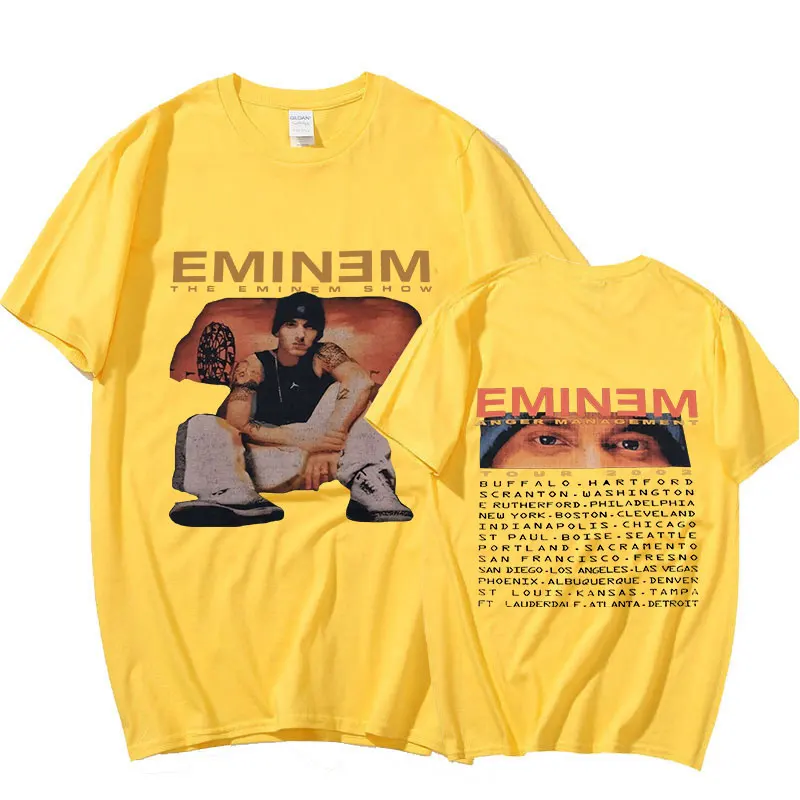 Eminem Anger Management Tour 2021 T Shirt Vintage Harajuku Funny Rick Tee Shirts Sleeve Men Oversized T Shirt Fashion Tops