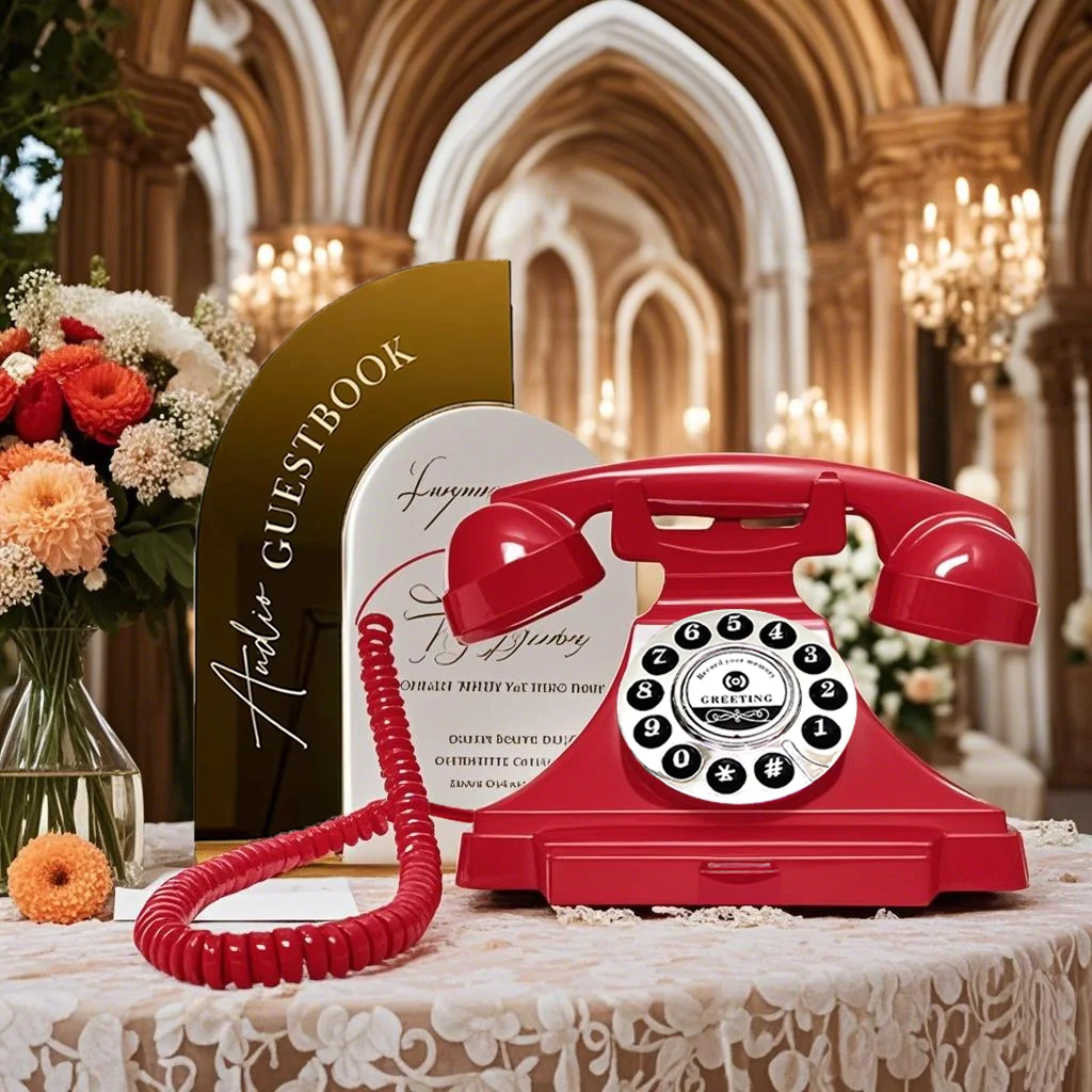Audio-Nachrichten-Gästebuch Hochzeitstelefon Retro-Drehscheiben-Stil Antikes Telefon Gästebuch-Telefon Sprachaufzeichnungsgerät für Hochzeitsfeier – Detail 2