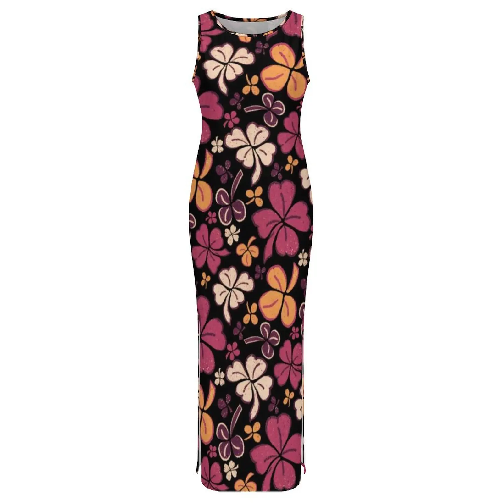 성 패트릭의 날 드레스 성 패트릭 럭키 클로버 토끼풀 레드 캐주얼 맥시 드레스 현대 Bodycon 드레스 여성 그래픽 의류