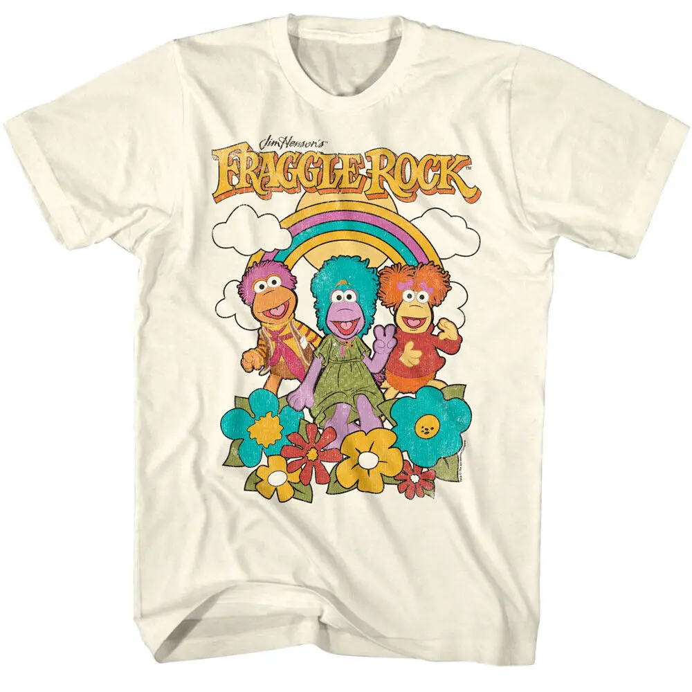 

Fraggle Rock Rainbow Smiles Men's T Shirt Characters Jim Henson Red