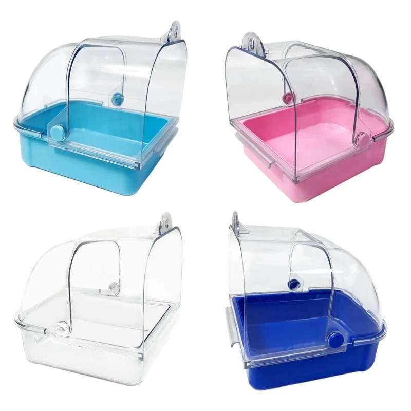 

Bird Bath Tub Birdcages External Bathroom Cage Mounted Clear Shower Room Nonspill Bird Bathing Tub for Parakeets J78C