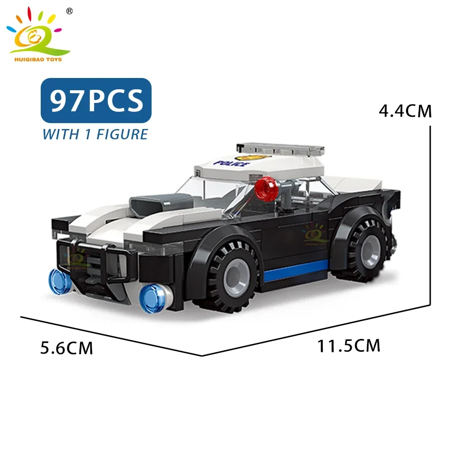 HUIQIBAO Police Vehicle Building Blocks SWAT Truck Car Helicopter Policeman Policedog Bricks City Construction Toys for Children