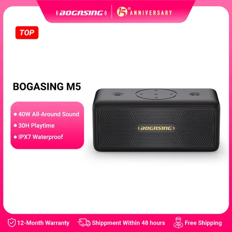 BOGASING M5 블루투스 스피커 40W 블루투스 5.3 무선 스피커 360도 서라운드 사운드, IPX7 방수, 30H 재생 시간 뮤직 박스 휴대용 강력한 인텐시브 베이스 & Hi-Fi 스테레오 사운드, 무선 스피커 박스 블루투스 박스 USB, EQ 야외 사용