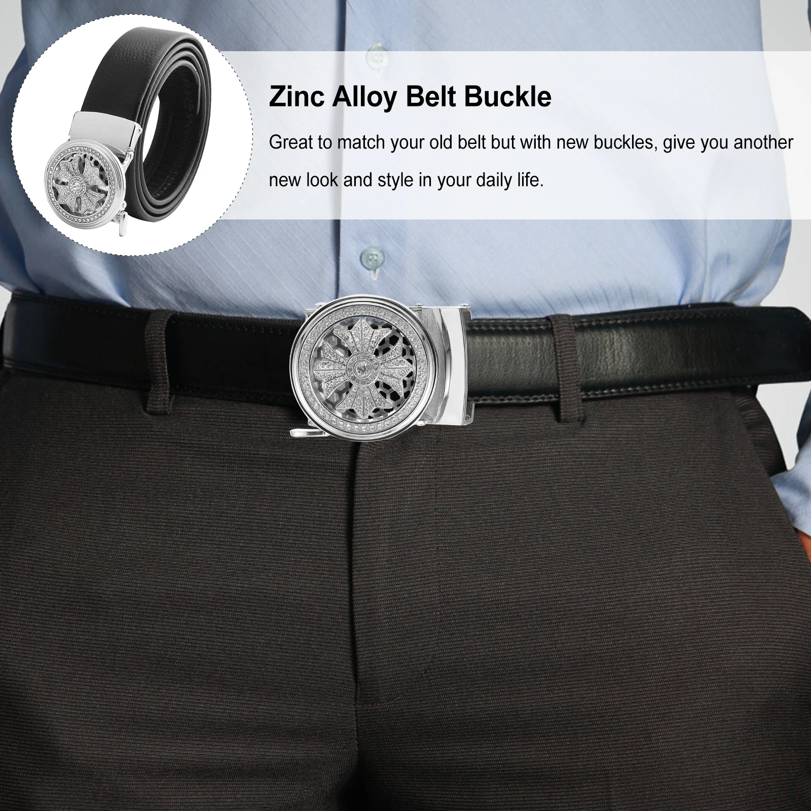 

Diamond Inlaid Alloy Buckle Durable Rustproof Quick Release for Men Matching Belts Zinc Alloy Buckle Accessories