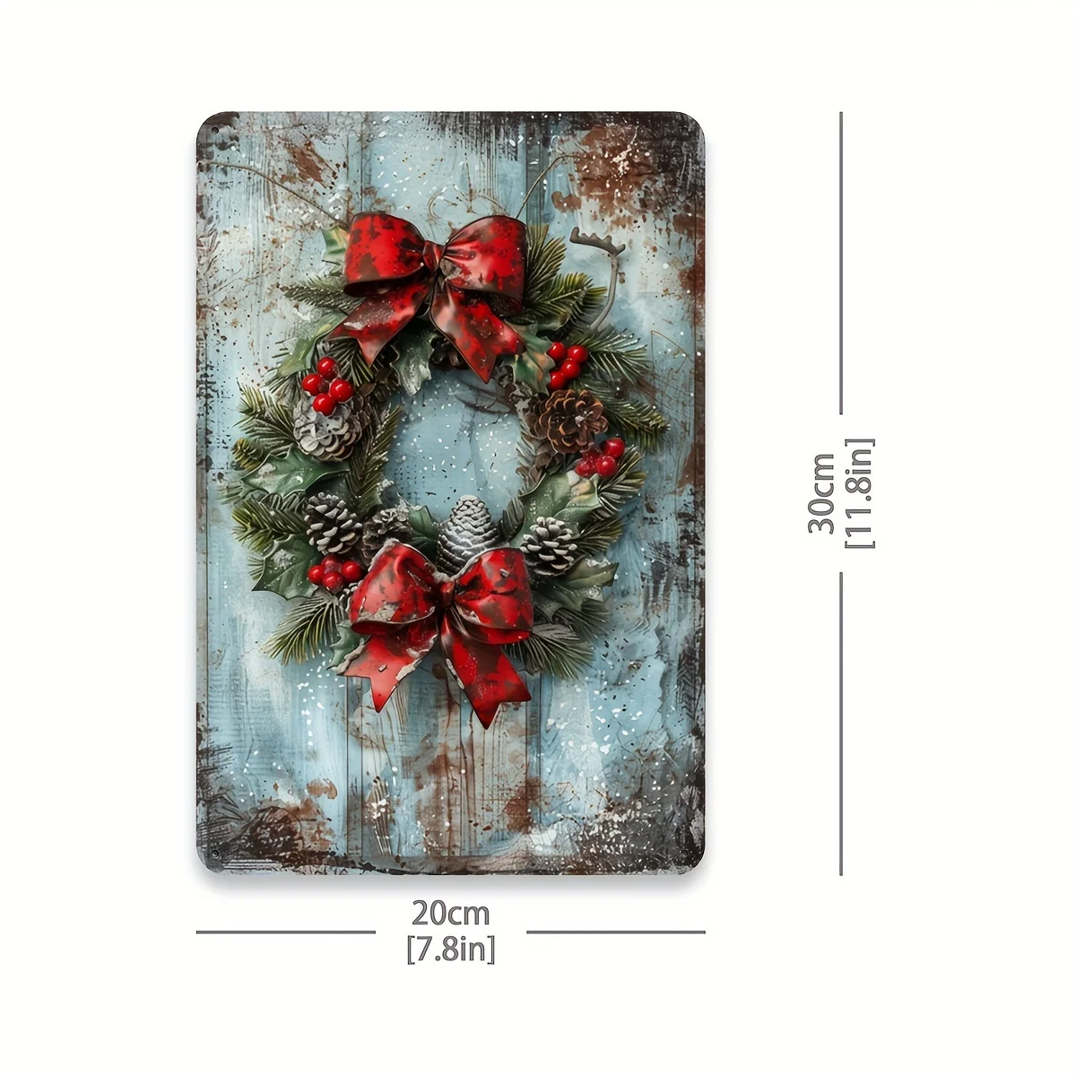 Merry Christmas Vintage Metal Tin Sign - 8x12 Inches | Durable Iron Wall Art for Home, Bar, Cafe, and Garage Decor | Pre-Drilled