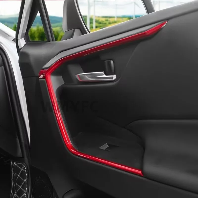 Inner Door Handle Trim Frame For Toyota RAV4 Wildlander 2019- 2024 2025 Self-Adhesive Door Pull Bowl Cover Interior Styling Car