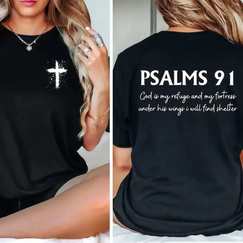Psalm 91 T Shirt, Bible Verse T-Shirt, Christian Shirt, Women's Religious Shirt, Faith Shirt, Gift for Christian, Jesus Shirt