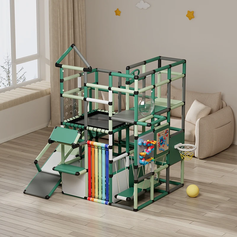 Kids Climbing Frame with Slide Swing Indoor for Home School & Shopping Mall Use PP Material Eco-Friendly Amusement Park Set