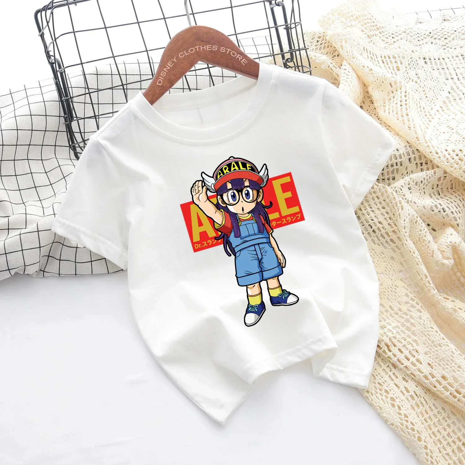 Summer casual 3T-14T cartoon anime fashion Arale Kids Pants T-shirt top New Kids T-shirt Short sleeve top and pants