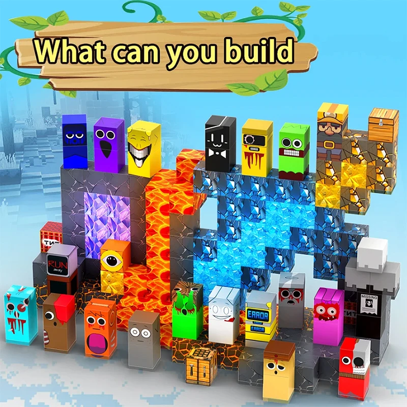 Nowe Magnetyczne Klocki Sprunki Sprunki Mine World Zabawki Magnetyczne STEM Zabawki Sensoryczne dla Maluchów Prezent na Wielkanoc Urodziny