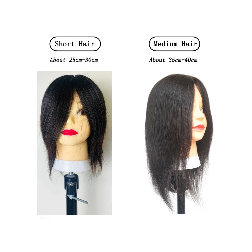 دمية عارضة أزياء سوداء قصيرة الشعر لتدريب الشعر البشري الحقيقي لتصفيف الشعر ومستحضرات التجميل
