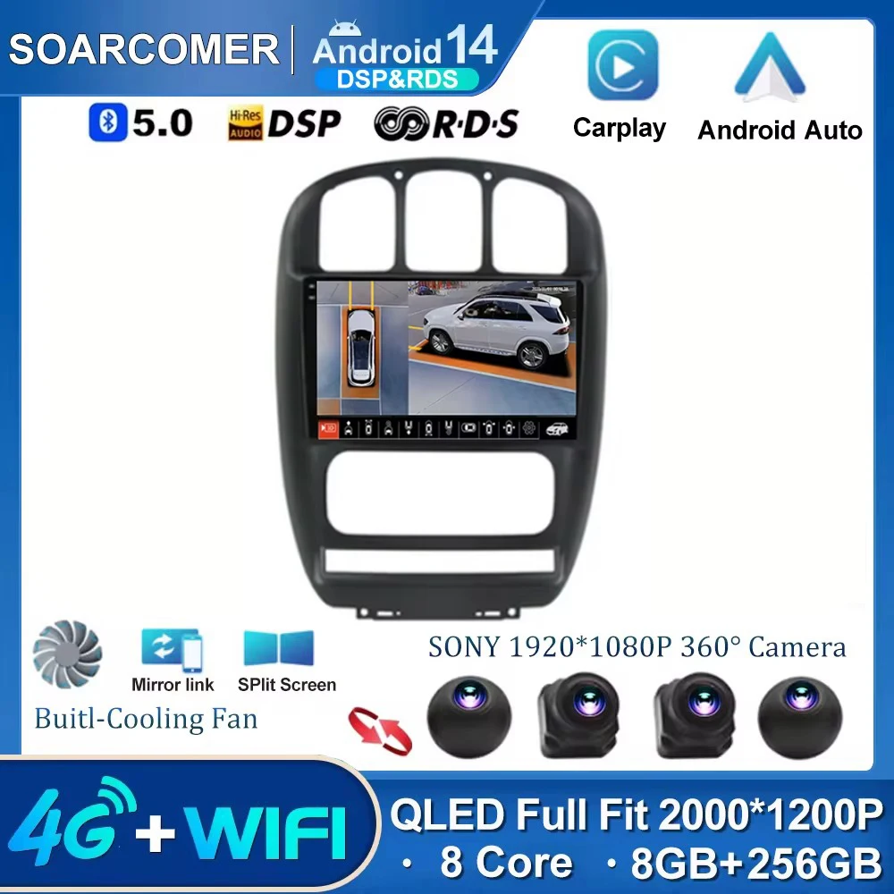 

Android 14 For Dodge Caravan 4 For Chrysler Grand Voyager RS 2000 - 2012 GPS Navigation Stereo IPS Screen WIFI DSP Camera