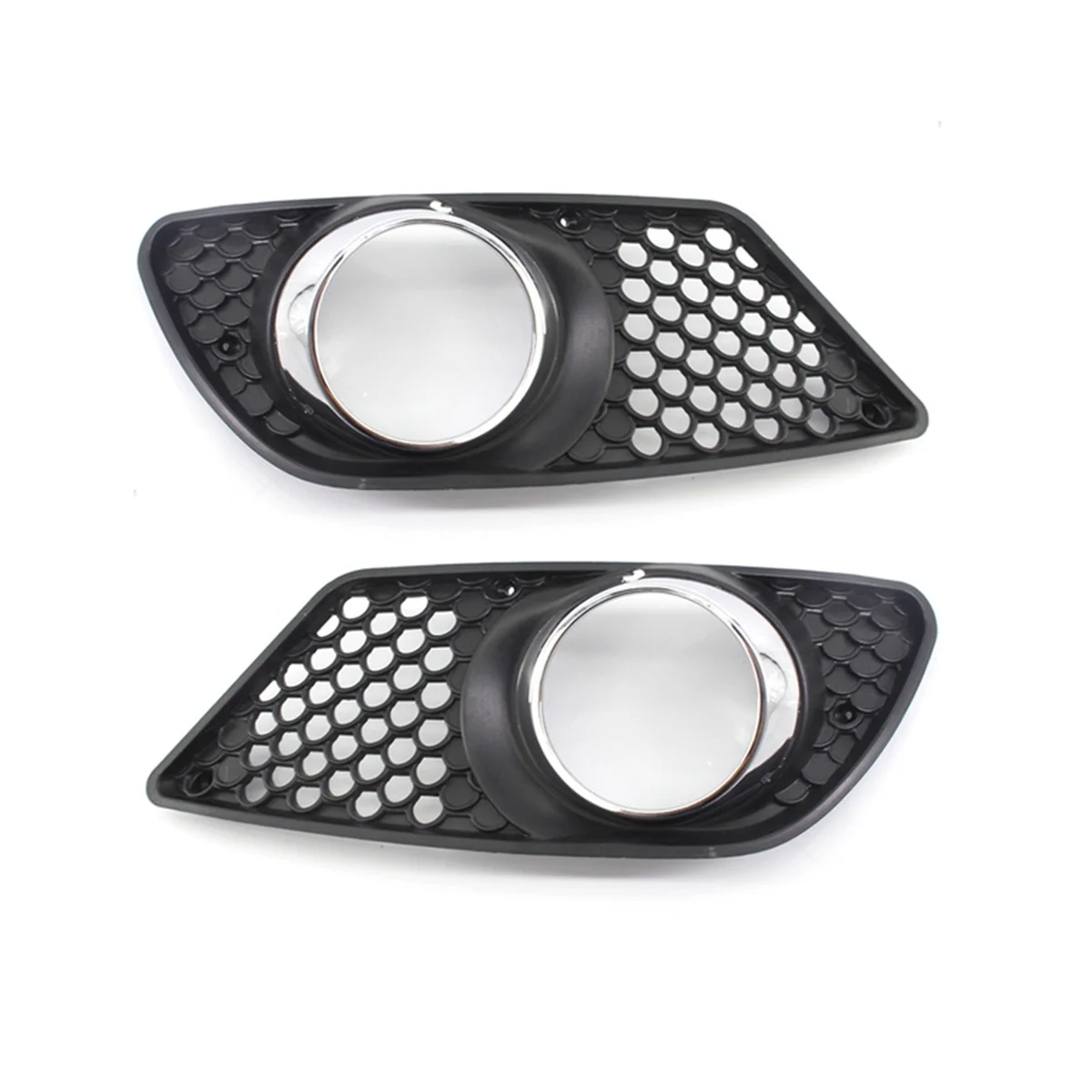 Car Front Left Bumper Fog Light Grille Fog Lamp Grill Cover with Chrome Frame for C-Class W204