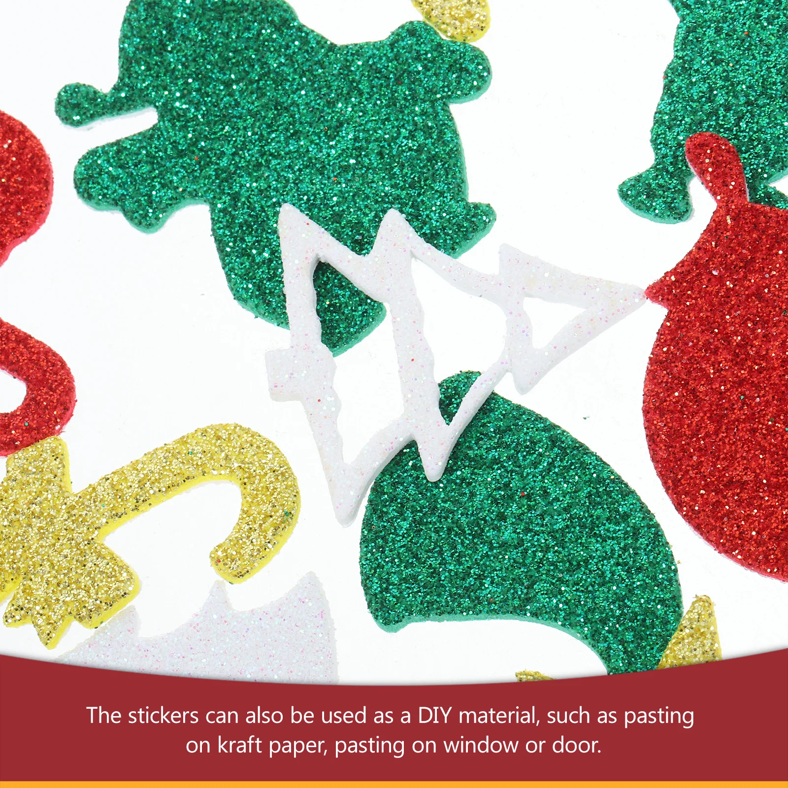 

50Pcs Christmas Stickers Self Adhesive Foam Glitter Xmas Stickers Decorative Craft Supplies Decors Christmas Craft Supplies