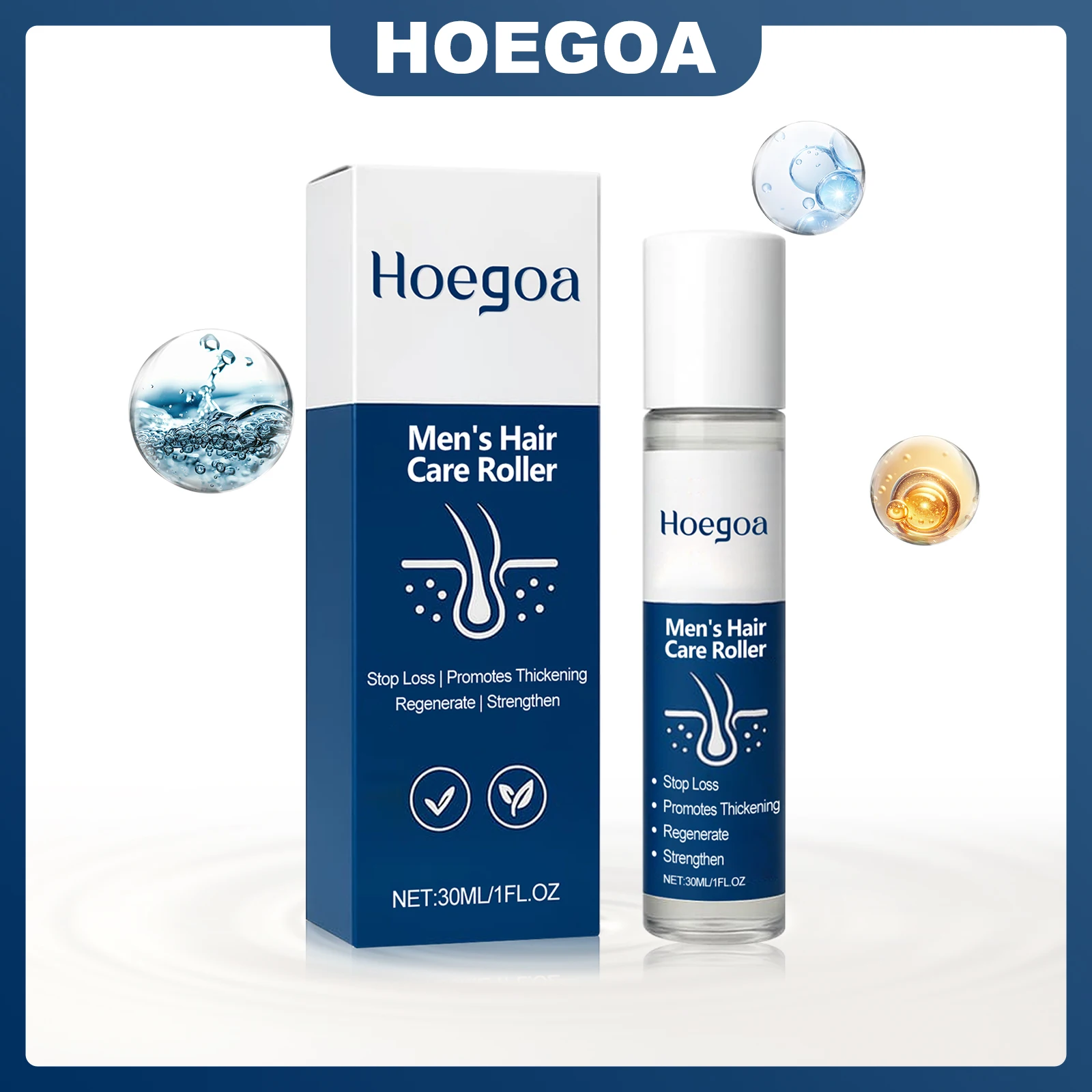 

HOEGOA Mens Dense Hair Essentail Roller-Ball Design Precise Nourish Damaged Hair Roots Scalp Stimulate Follicles Promote Growth