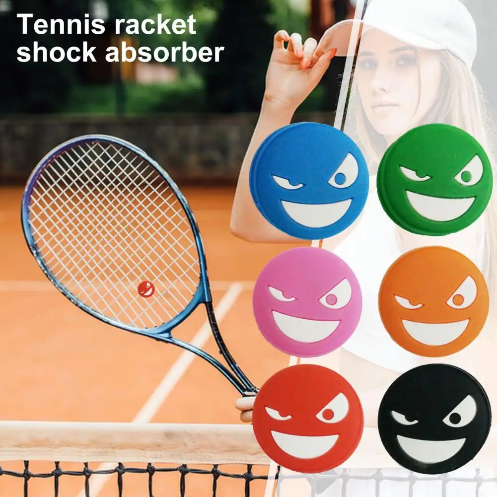 Racket Shock Absorber Silicone Smile Face Tennis Racket Vibration Dampeners for Men Women Reusable Shock Absorbers Soft Silicon