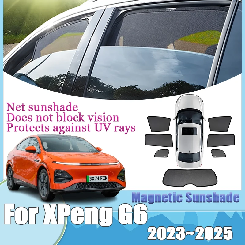 

Для XPeng G6 2023 2024 2025 Магнитная солнцезащитная сетка с защитой от УФ-лучей, солнцезащитные блоки, защитный чехол, козырек, инструменты, автомобильные аксессуары