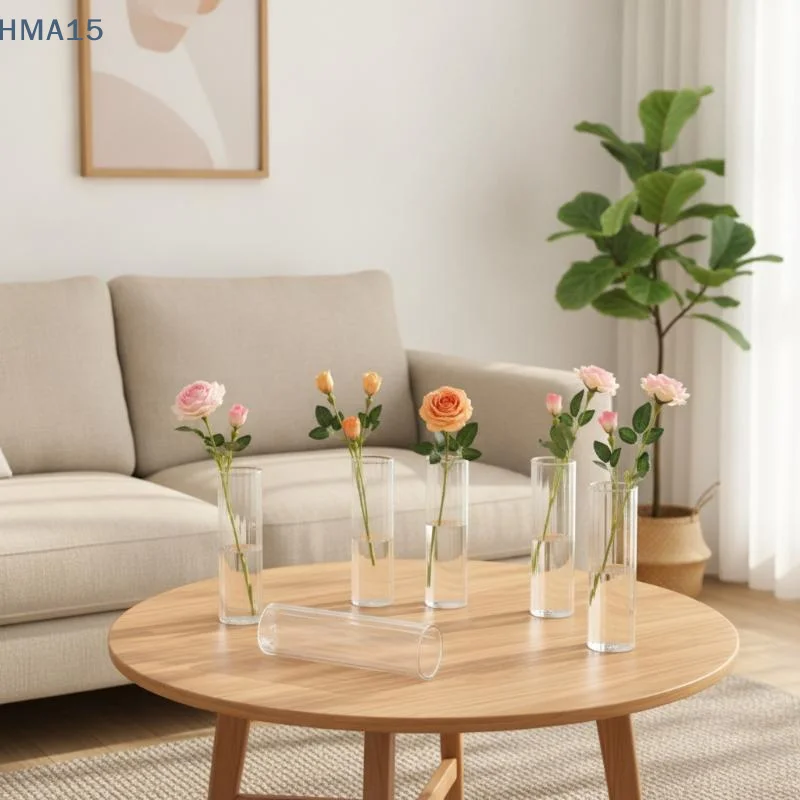 【YA】Clear Straight Cylinder Plastic Vase Lightweight Unbreakable Tabletop Decor for DIY Floral Arrangement Events