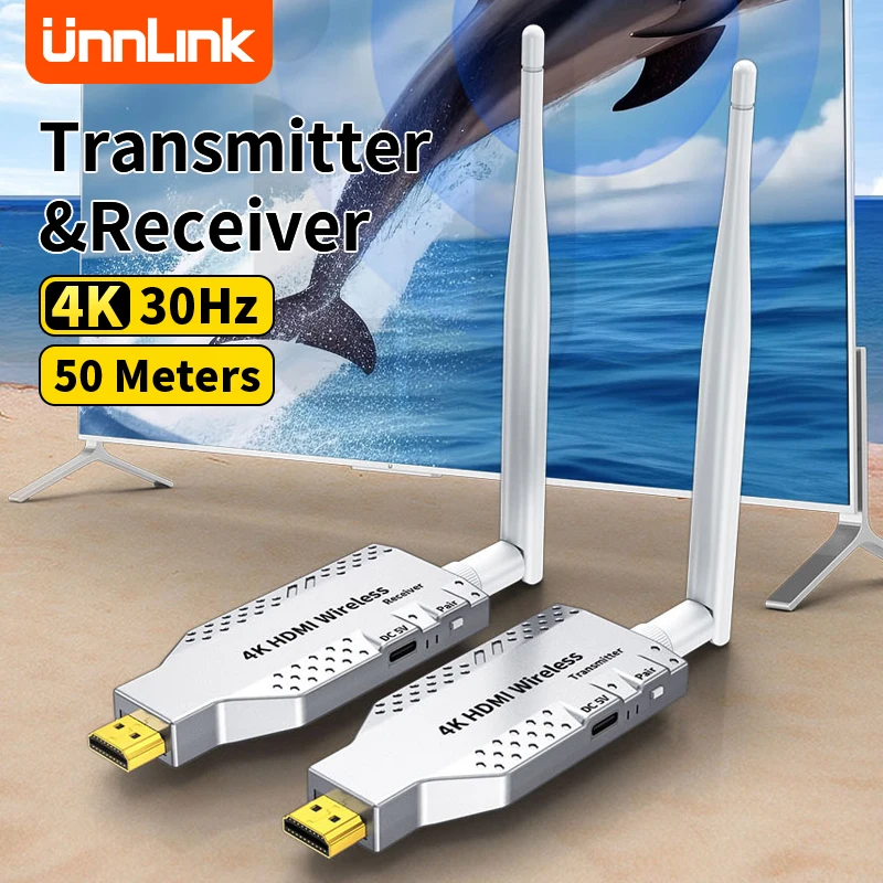 Unnlink 50m 4K Wireless Video Transmitter Receiver HDMI-Compatible Extender Screen Mirror Adapter Switch DVD PC To TV Projector