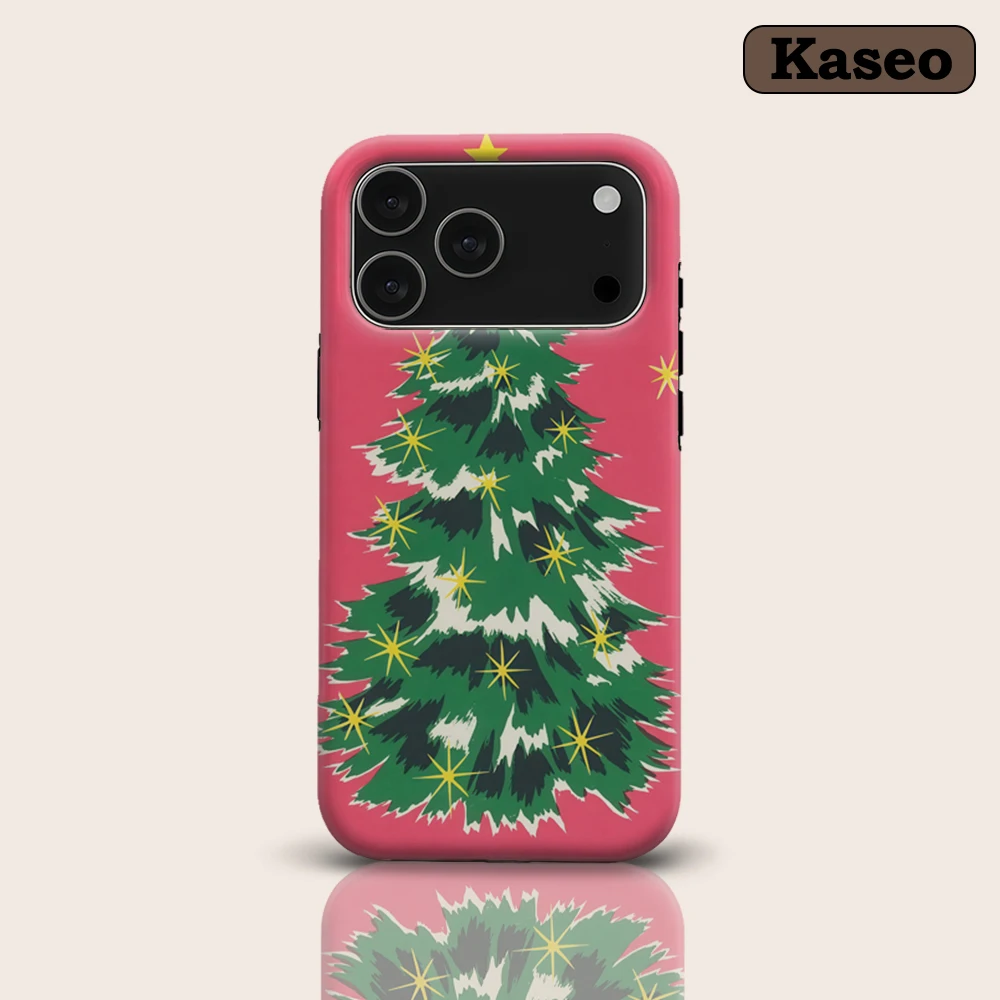 Vintage Christmas Tree Pink for Magnetic Phone Case for IPhone 17 16 15 14 13 Pro Max Plus Single Double-layer Tough Case