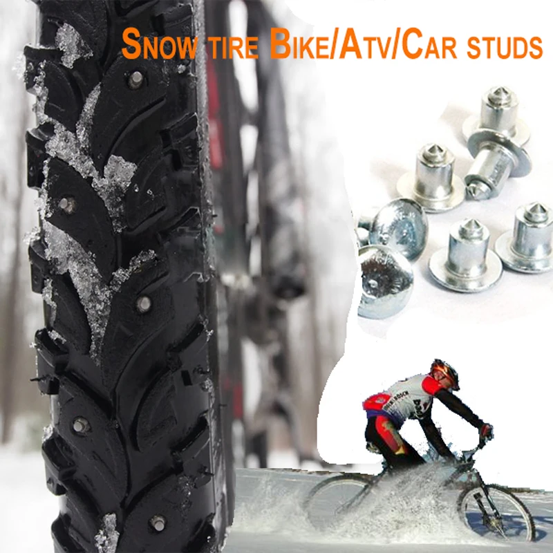 

500pcs 6.5mm/0.26" Aluminum Tyre Stud Snow wheel Tire Spikes for Fat bike Mount Tyre Snow Studs Tire Studs Sharp Carbide Tips