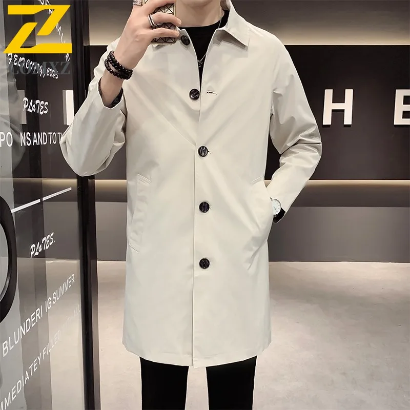 COMXZ New Men Business Trench Coat Autumn Winter Light Business Casual Coat Middle Aged Premium Short Style Suit Garment